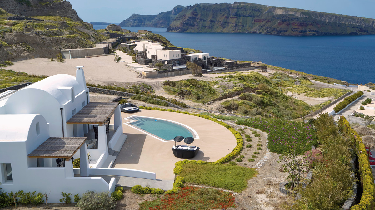 Vogelperspektive Santo Pure Oia Suites & Villas